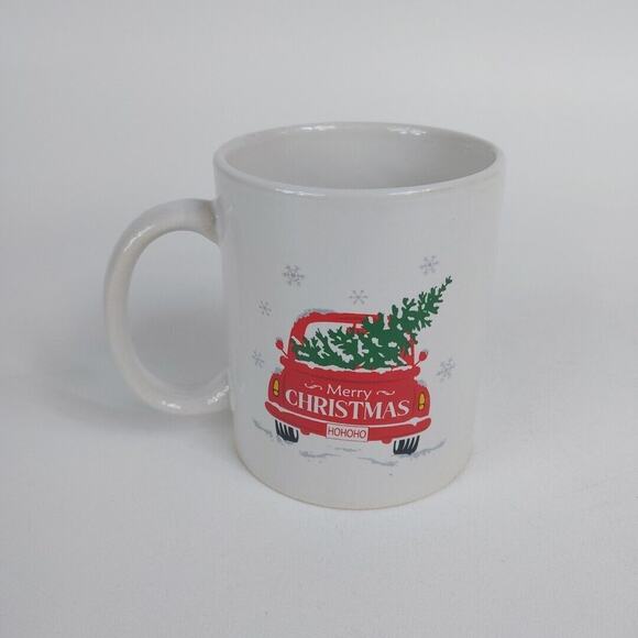 Christmas Coffee Mug with Tree and Old Red Truck Merry Christmas Design - Picture 1 of 4